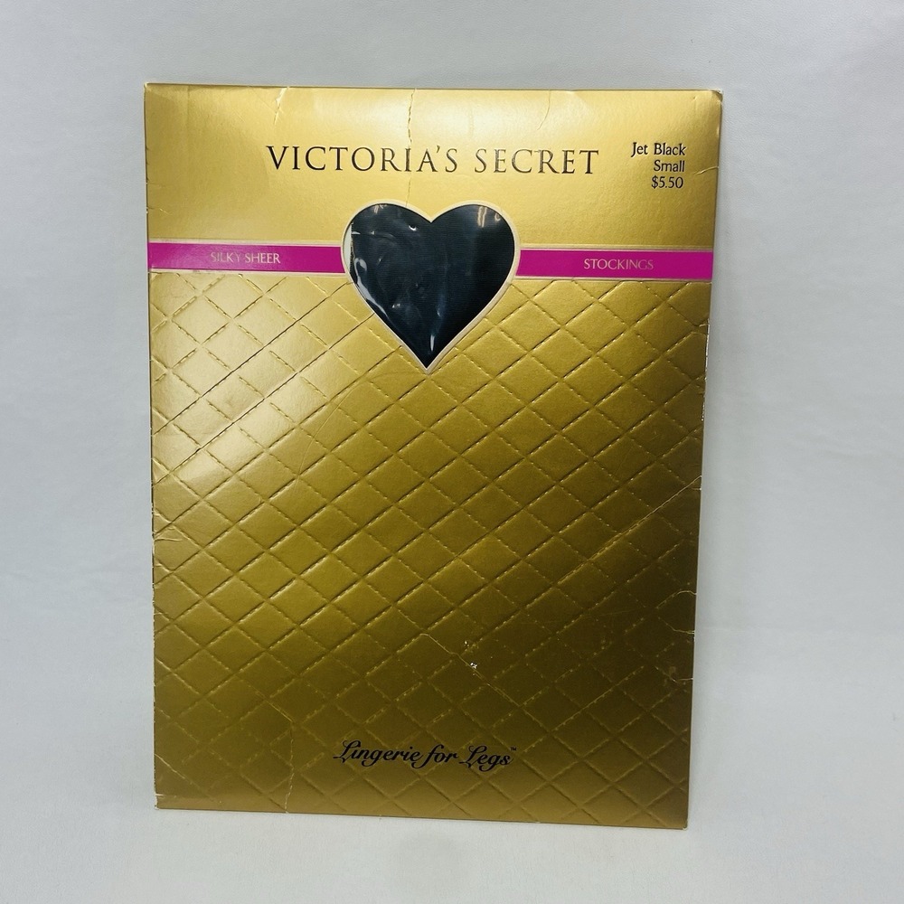 VTG Victoria's Secret Lingerie for Legs‎ Jet Black Small Silky Sheer Stockings